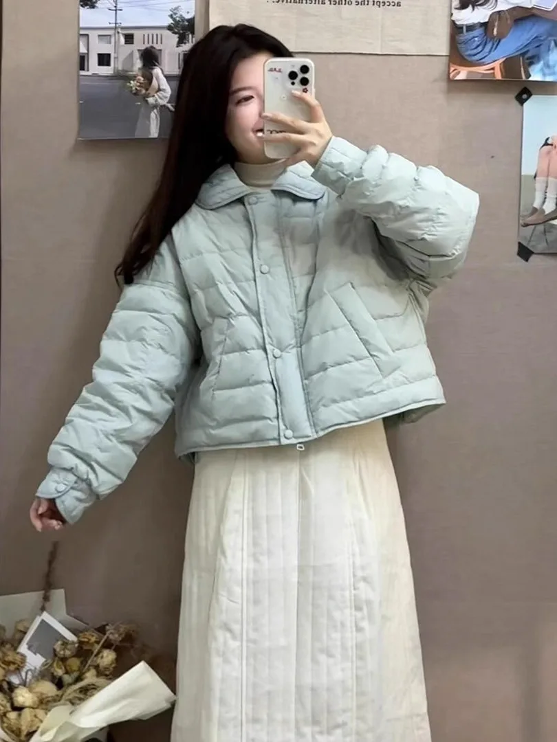 Утепленная светло-голубая хлопковая куртка с воротником, женская зимняя теплая верхняя одежда в нежном корейском стиле, свободного кроя, с длинными рукавами
Утепленная светло-голубая хлопковая куртка с воротником, женская зимняя теплая верхняя одежда в нежном корейском стиле, свободного кроя, с длинными рукавами