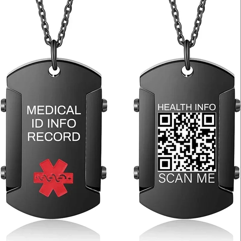 Fashion Stainless Steel Medical Warning ID Necklace Free Engraved Men's QR Code Emergency Rescue Pendant Father's Day Jewelry
Fashion Stainless Steel Medical Warning ID Necklace Free Engraved Men's QR Code Emergency Rescue Pendant Father's Day Jewelry