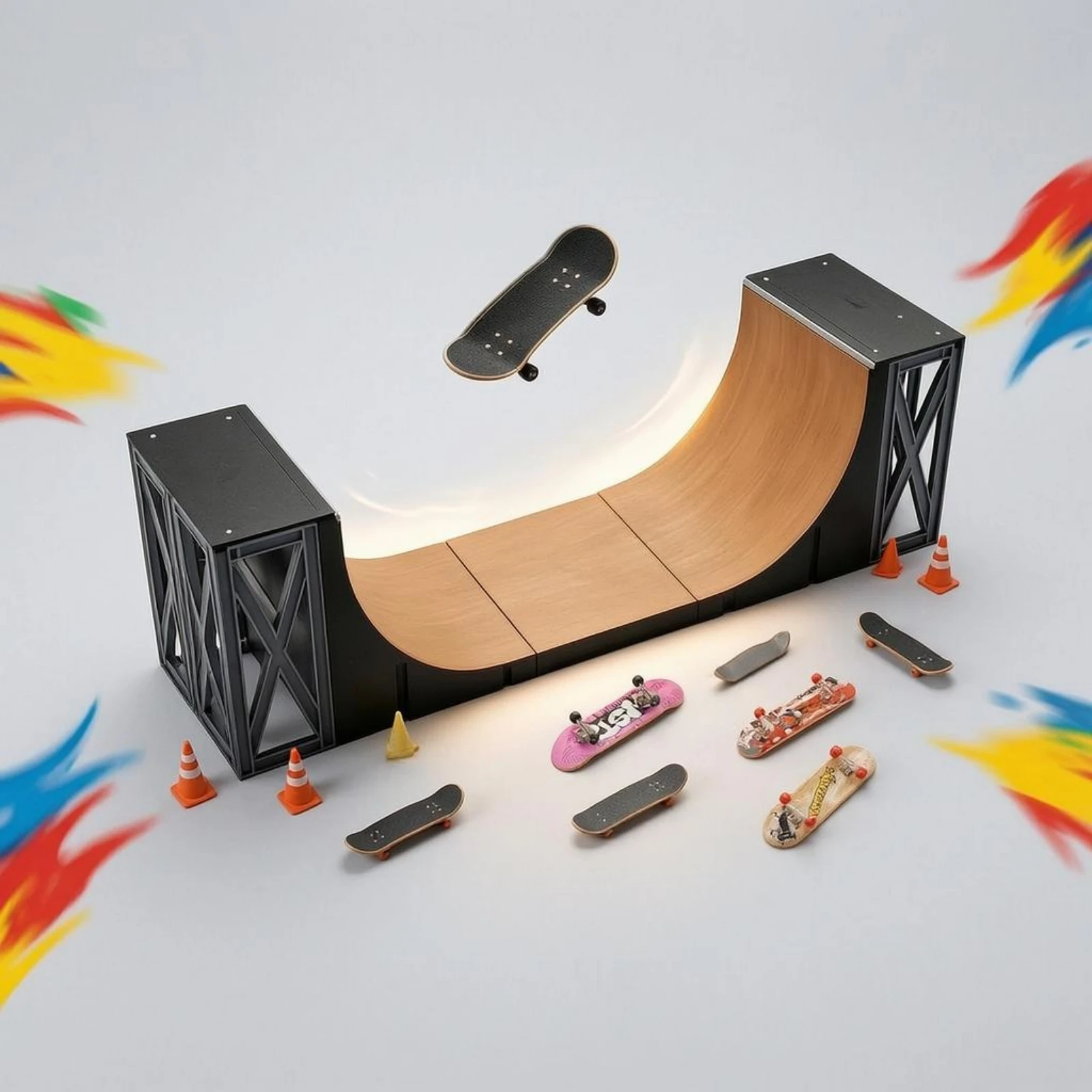 U-Shaped Finger Skateboard Ramp Wood-Grain Finger Skateboard Ramp Set Fingerboard Obstacle Set Black Frame
U-Shaped Finger Skateboard Ramp Wood-Grain Finger Skateboard Ramp Set Fingerboard Obstacle Set Black Frame