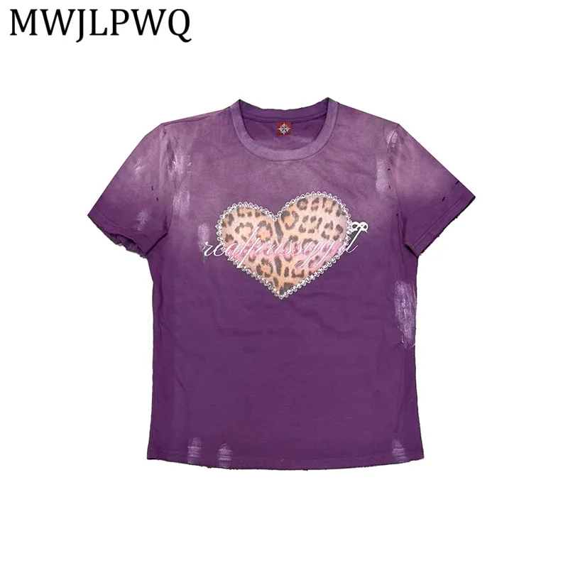 MWJLPWQ Male Leopard Print Washed Purple Distressed Ripped T-Shirt High-End Short Sleeve Design Unisex Round Collar Tops 15504
MWJLPWQ Male Leopard Print Washed Purple Distressed Ripped T-Shirt High-End Short Sleeve Design Unisex Round Collar Tops 15504