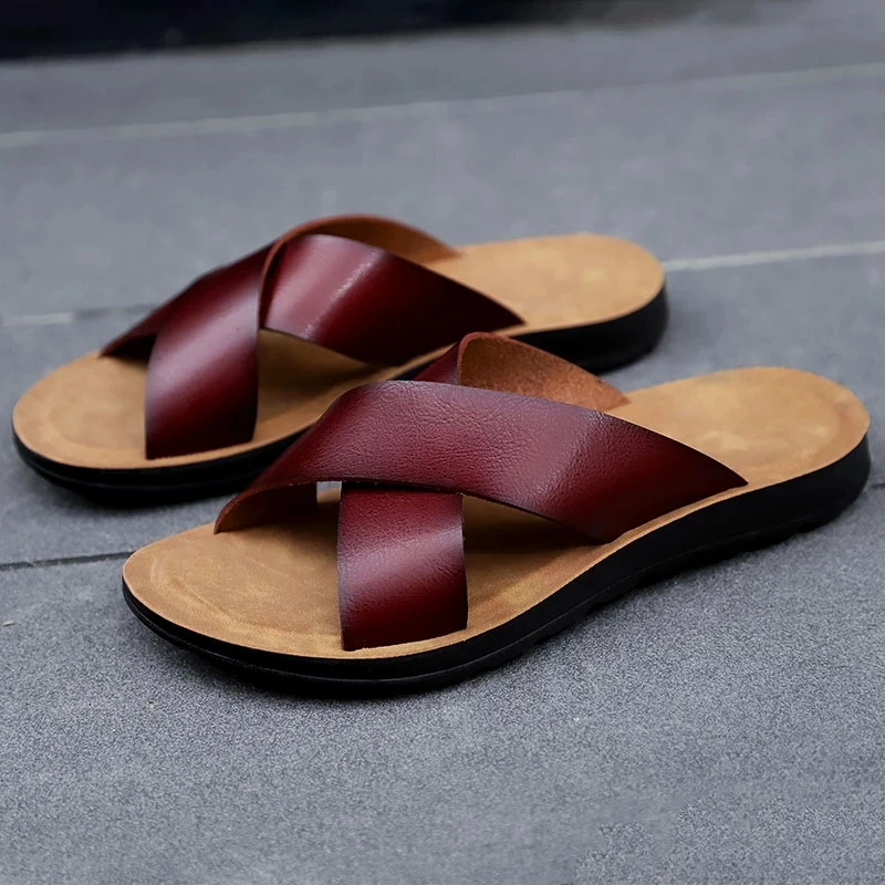 Men's Leather Slippers Flipflops Sandals Summer Season Two Layer Cowhide Shoe Upper Material Casual Comfortable Slippers
Men's Leather Slippers Flipflops Sandals Summer Season Two Layer Cowhide Shoe Upper Material Casual Comfortable Slippers