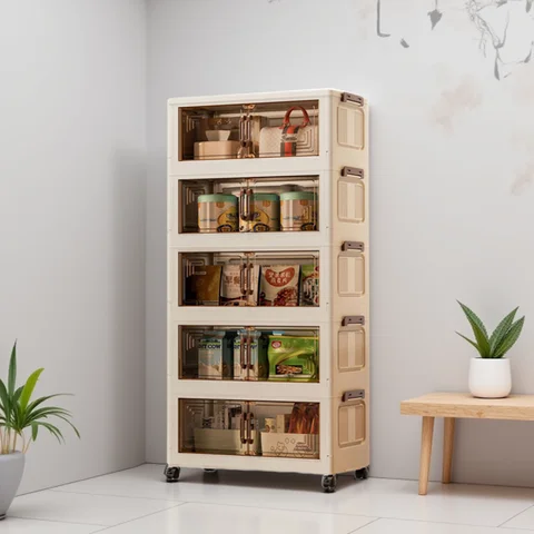 45/55/65cm Length Multifunction Folding Storage Cabinet Sundries Cabinet Large Capacity Dustproof Wardrobe Locker