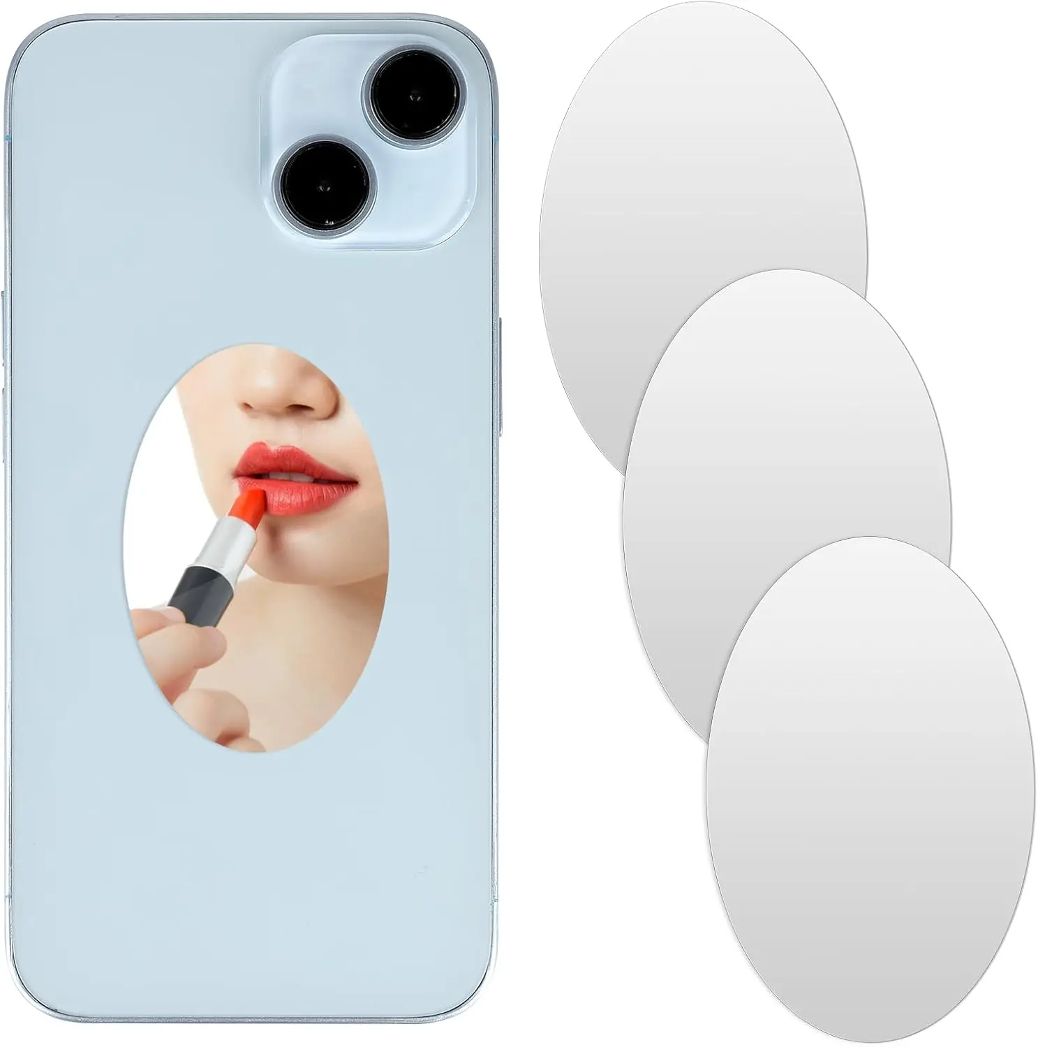 3 Oval Mirror Stickers for Phone Case, Acrylic Adhesive Makeup Mirror, 2.36x1.57 inch
3 Oval Mirror Stickers for Phone Case, Acrylic Adhesive Makeup Mirror, 2.36x1.57 inch