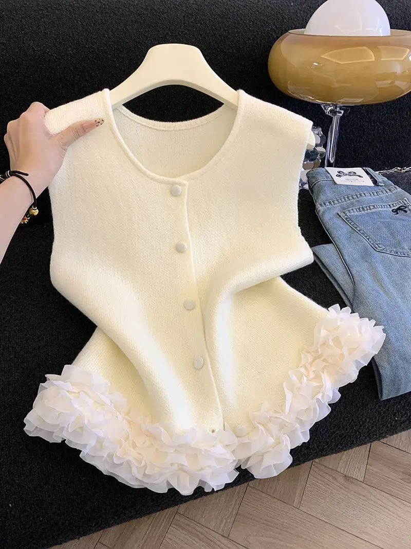 Knitted Knit Vest Women's Fashion Small Size Wooden Trim Splicing Sweater High Waist Straight Cut Thickened Autumn Winter
Knitted Knit Vest Women's Fashion Small Size Wooden Trim Splicing Sweater High Waist Straight Cut Thickened Autumn Winter