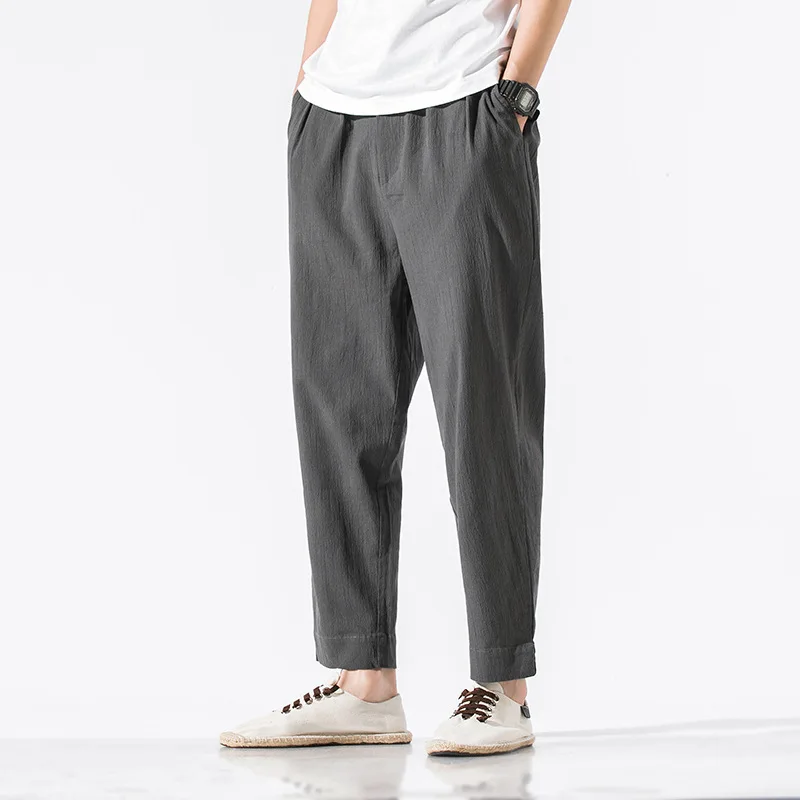 Linen Cropped Pants Style Summer Thin Men's Cotton Linen Casual Pants Loose Straight Leg Pants for Men
Linen Cropped Pants Style Summer Thin Men's Cotton Linen Casual Pants Loose Straight Leg Pants for Men