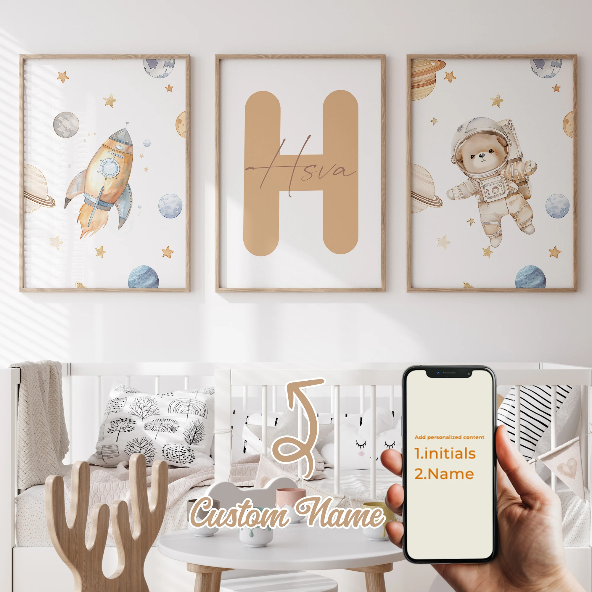 3Pcs Custom Children's Personalized Name Brown Space Bear Wall Art Printing Picture Living Room Children's Room Home Decoration
3Pcs Custom Children's Personalized Name Brown Space Bear Wall Art Printing Picture Living Room Children's Room Home Decoration