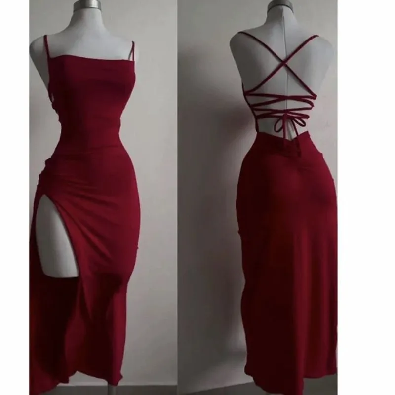 Deeptown Lace-up Irregular Split Long Dress Women Sexy Red Party Midi Dress Summer Halter Strap Spice Girl Bag Hip Clothes Solid
Deeptown Lace-up Irregular Split Long Dress Women Sexy Red Party Midi Dress Summer Halter Strap Spice Girl Bag Hip Clothes Solid