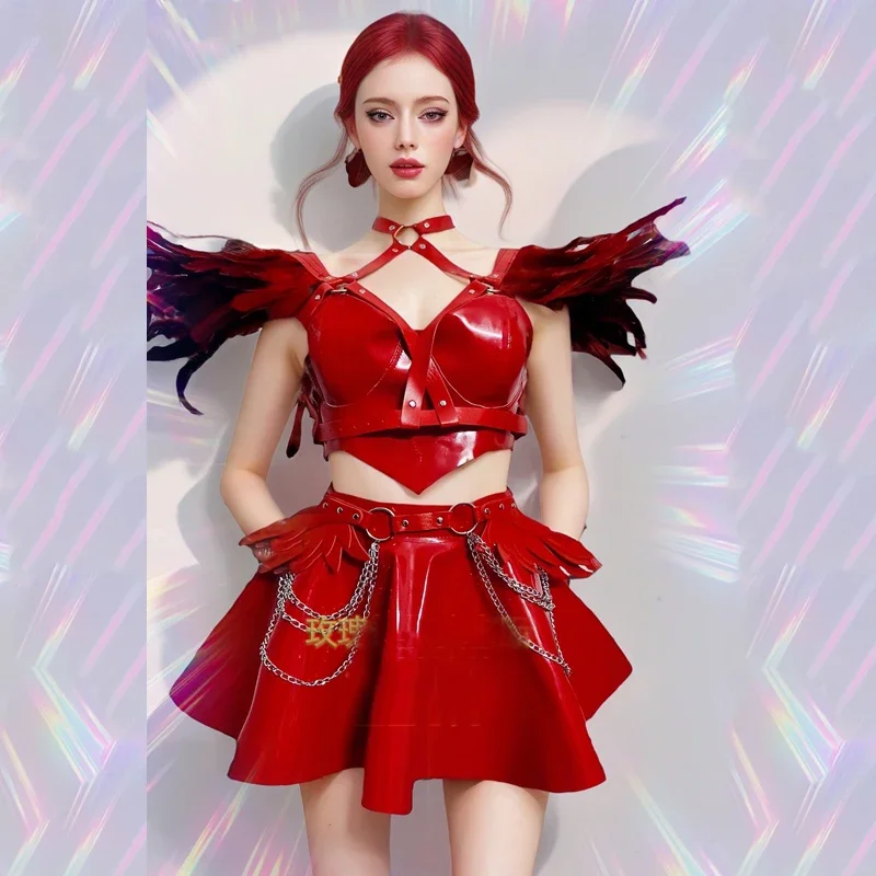 Women Group Jazz Dance Costume Red Gogo Dancer Outfits Bar Nightclub Dj Ds Pole Dance Clothing Stage Rave Wear
Women Group Jazz Dance Costume Red Gogo Dancer Outfits Bar Nightclub Dj Ds Pole Dance Clothing Stage Rave Wear
