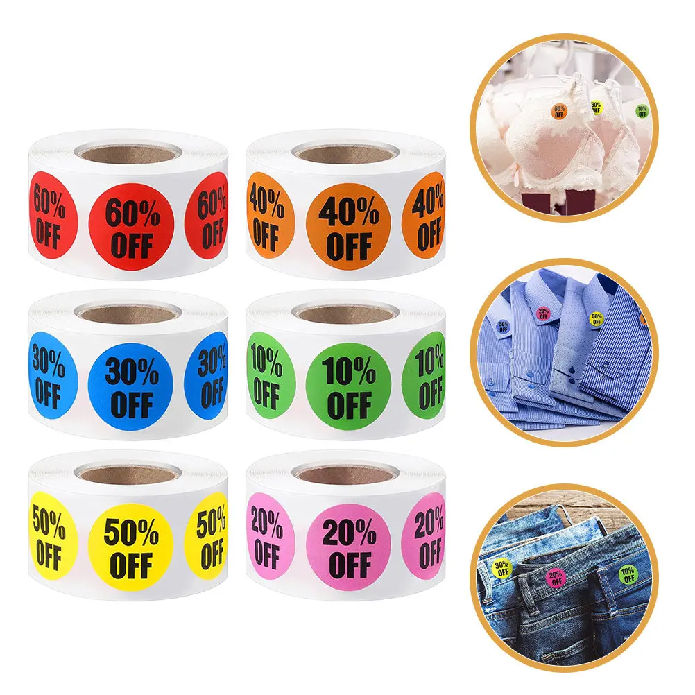 3000Pcs 6 Rolls 25Mm Round Percent Discounts Stickers Vibrant Waterproof Peel Stick Adhesive Sale Labels for Grocery Stores
3000Pcs 6 Rolls 25Mm Round Percent Discounts Stickers Vibrant Waterproof Peel Stick Adhesive Sale Labels for Grocery Stores