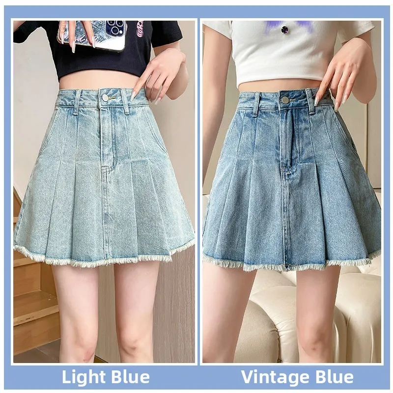 Summer High Waist Pleated Skirt Women's Thin Denim f Body Anti Exposure ort Skirt with Lace Design
Summer High Waist Pleated Skirt Women's Thin Denim f Body Anti Exposure ort Skirt with Lace Design