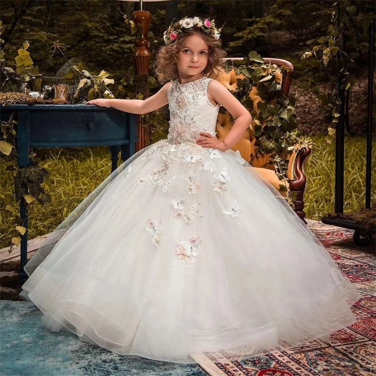 Flower Girl Dress White Fluffy Tulle 3D Applique Wedding Flower Girl Princess First Eucharistic birthday Party Dress Girl Gift
Flower Girl Dress White Fluffy Tulle 3D Applique Wedding Flower Girl Princess First Eucharistic birthday Party Dress Girl Gift
