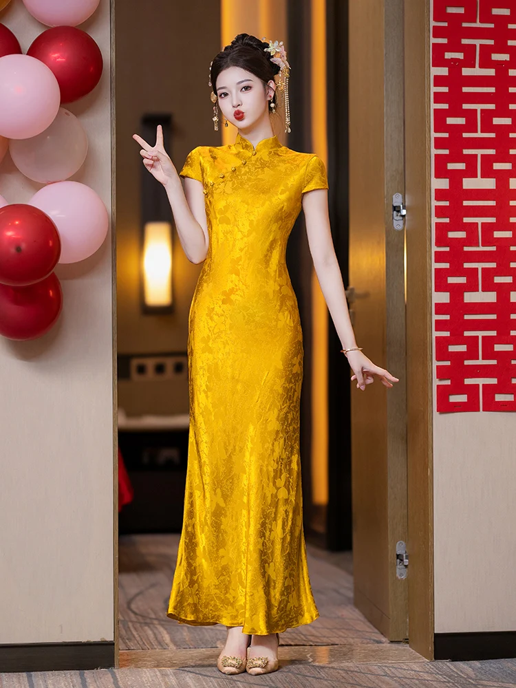 Gold Chinese Sle Wedding Dr Long Evening Gown Fem Marriage Ceremony Robe New Chinese Sle Engagement Dr
Gold Chinese Sle Wedding Dr Long Evening Gown Fem Marriage Ceremony Robe New Chinese Sle Engagement Dr