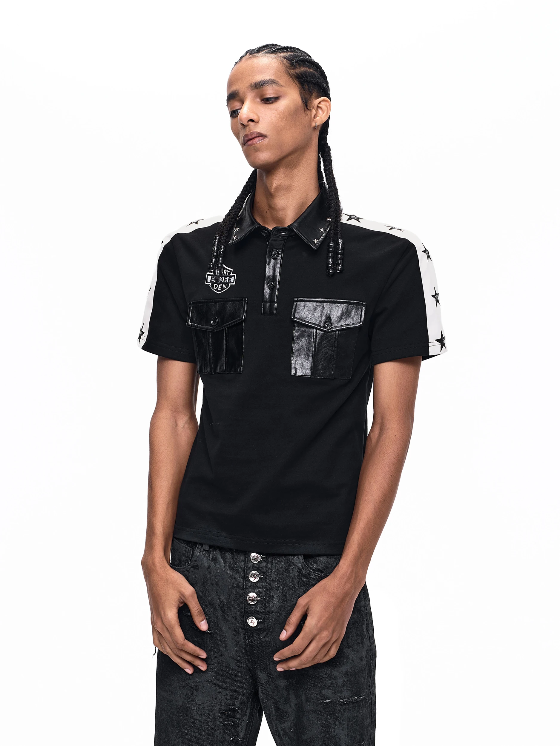 StarTexceedend Original Shirt Men's Slim Fit Short Sleeve Turn-down Collar Shoulder Padded Summer T-shirt Leather Patchwork
StarTexceedend Original Shirt Men's Slim Fit Short Sleeve Turn-down Collar Shoulder Padded Summer T-shirt Leather Patchwork