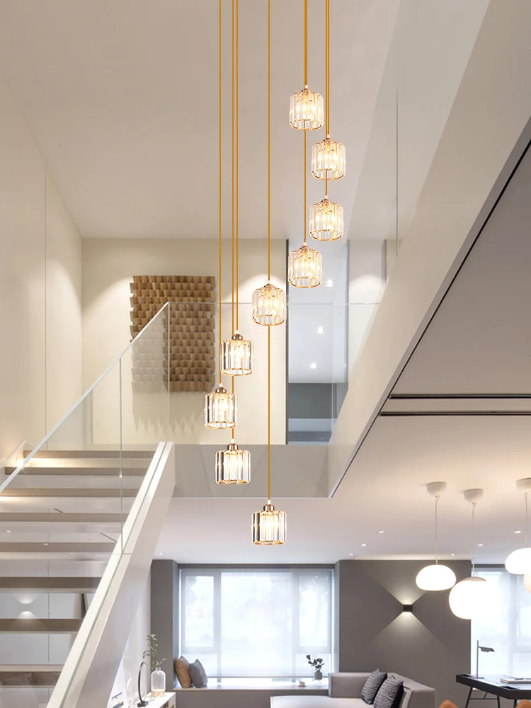 Rotating crystal stair lamp long chandelier modern minimalist light luxury duplex building middle floor villa living room lamp
Rotating crystal stair lamp long chandelier modern minimalist light luxury duplex building middle floor villa living room lamp