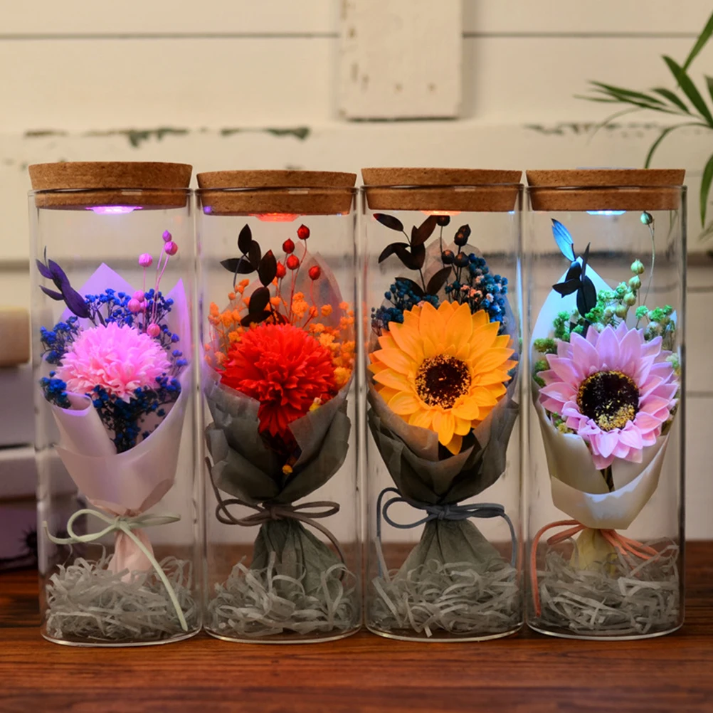 Preserved Flower Gift Bottle Decor Artificial Sunflower Romantic Decoration Home Wedding Party Gifts Glow Wishing Bottle
Preserved Flower Gift Bottle Decor Artificial Sunflower Romantic Decoration Home Wedding Party Gifts Glow Wishing Bottle