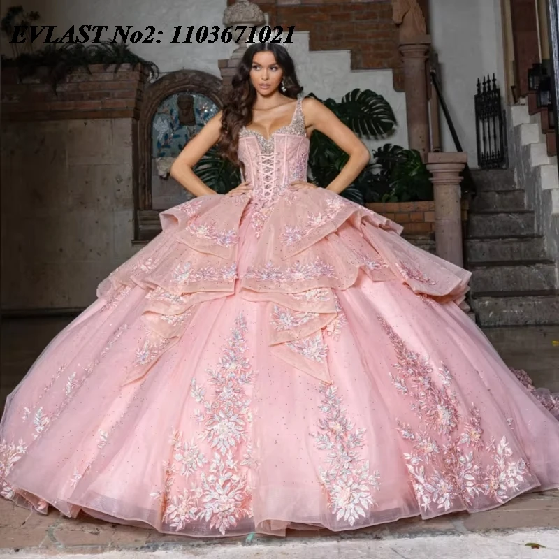 EVLAST Розовое бальное платье по индивидуальному заказу Платье Quinceanera с короткими рукавами и кружевной аппликацией с бисером Многоуровневое сладкое платье 16, Vestidos De 15 Anos E2Q50
EVLAST Розовое бальное платье по индивидуальному заказу Платье Quinceanera с короткими рукавами и кружевной аппликацией с бисером Многоуровневое сладкое платье 16, Vestidos De 15 Anos E2Q50