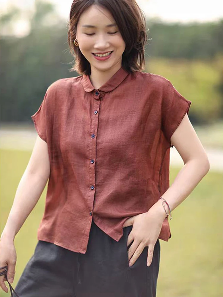 Retro Japanese Cotton Linen ort Sve irt Women's Summer Versatile Casual Loose Slimming Doll Collar Thin Linen Top
Retro Japanese Cotton Linen ort Sve irt Women's Summer Versatile Casual Loose Slimming Doll Collar Thin Linen Top