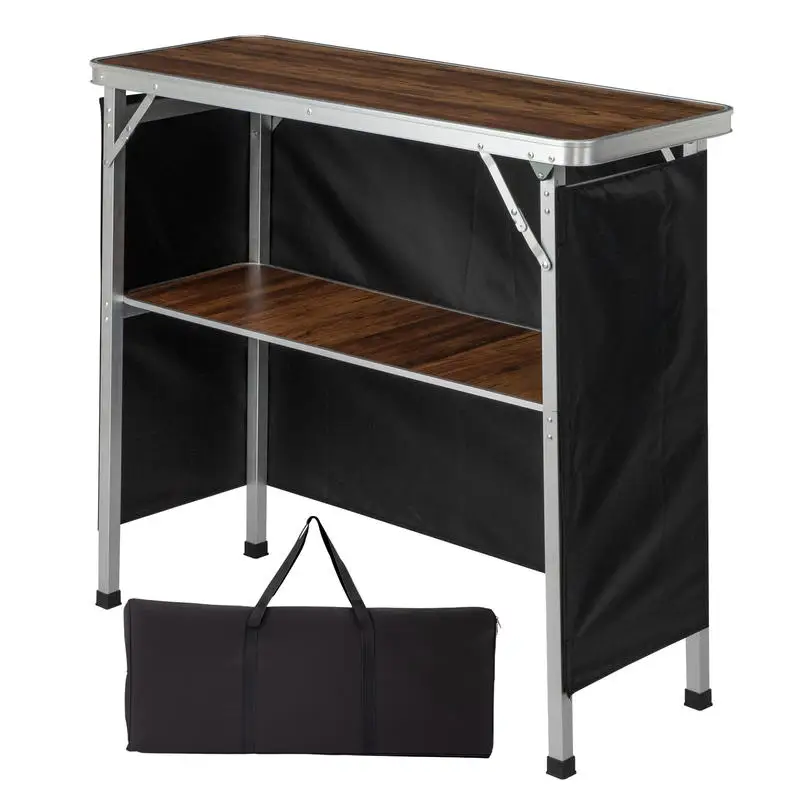 100*38*88cm Wood Grain Color 8mm Single-layer Aluminum Alloy Outdoor Folding Bar Table, 30kg Rectangular, with Black Cloth and Storage Bag
100*38*88cm Wood Grain Color 8mm Single-layer Aluminum Alloy Outdoor Folding Bar Table, 30kg Rectangular, with Black Cloth and Storage Bag