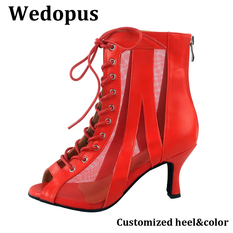 Red Women's High Top Latin Dance Shoes Ballroom Pole Jazz Dance Boots Soft Soles Ladies Tango/Salsa Mesh Dance High Heels
Red Women's High Top Latin Dance Shoes Ballroom Pole Jazz Dance Boots Soft Soles Ladies Tango/Salsa Mesh Dance High Heels