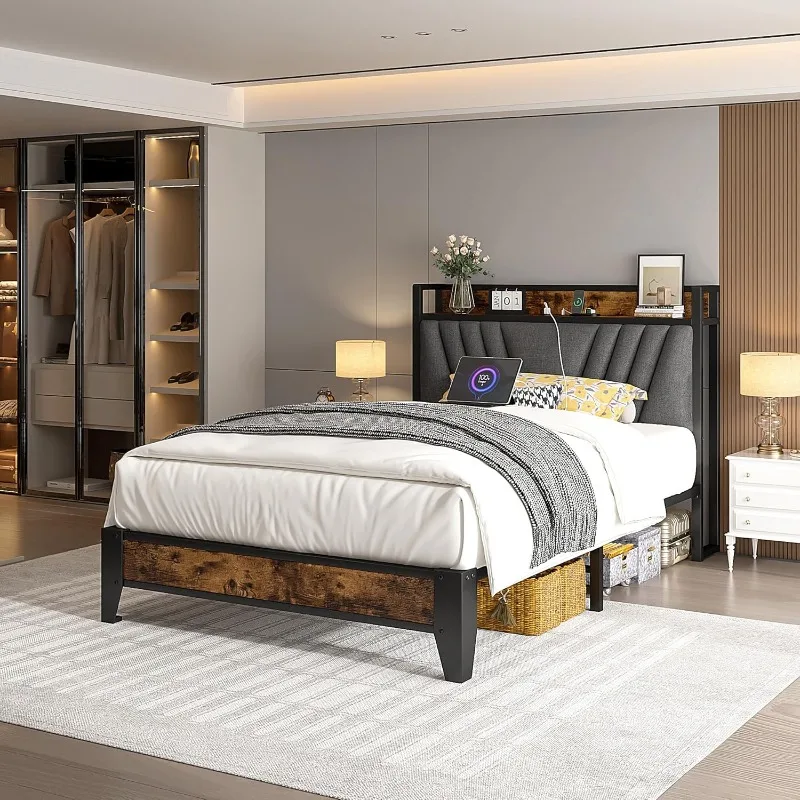 Кровать с мягким изголовьем и зарядной станцией, двуспальный каркас кровати на металлической платформе, прочный, коробчатая пружина не требуется, N
Кровать с мягким изголовьем и зарядной станцией, двуспальный каркас кровати на металлической платформе, прочный, коробчатая пружина не требуется, N