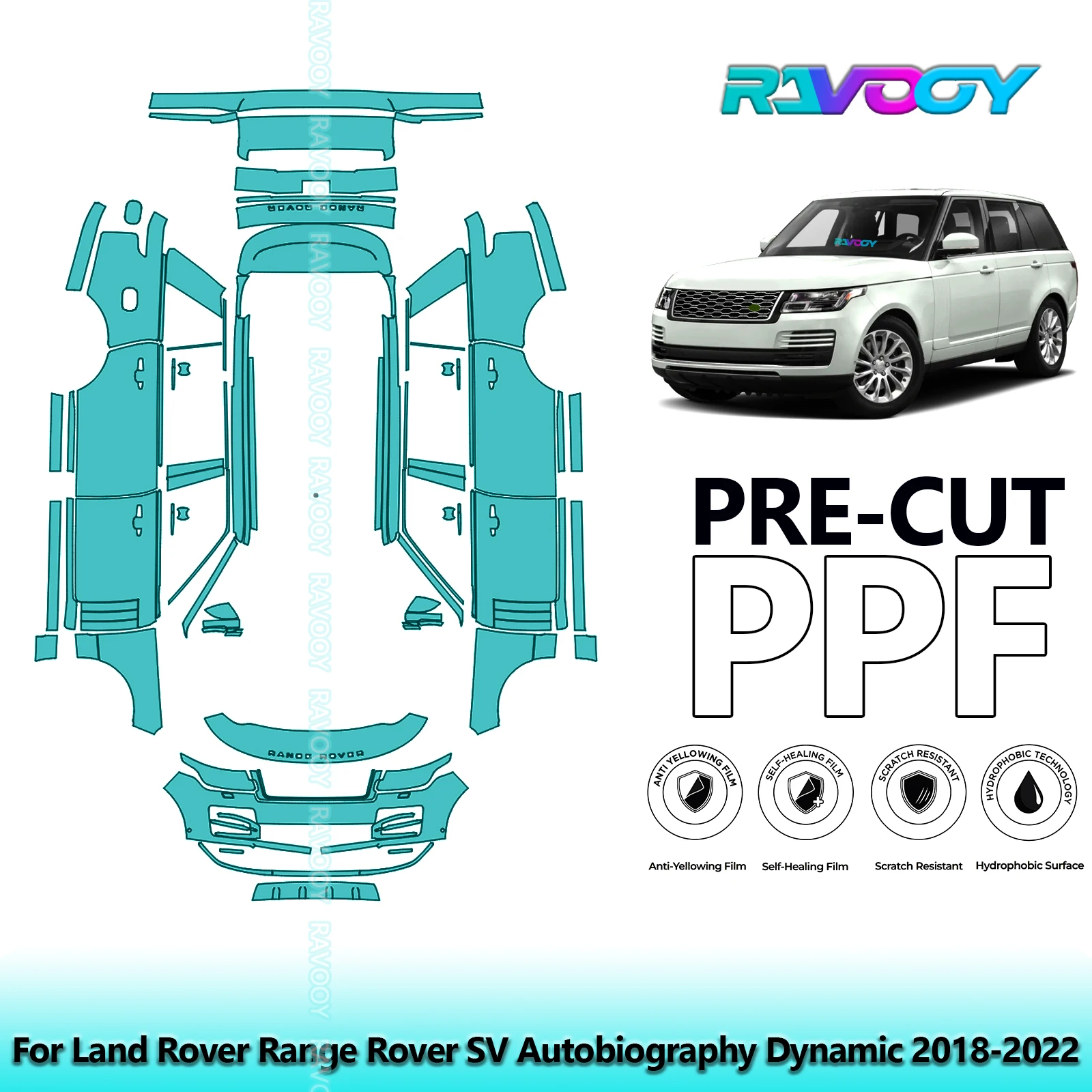 8,5 мил, полностью вырезанная защитная пленка для автомобиля PPF для Land Rover Range Rover SV, автобиография, динамическая 2018-2022 
8,5 мил, полностью вырезанная защитная пленка для автомобиля PPF для Land Rover Range Rover SV, автобиография, динамическая 2018-2022