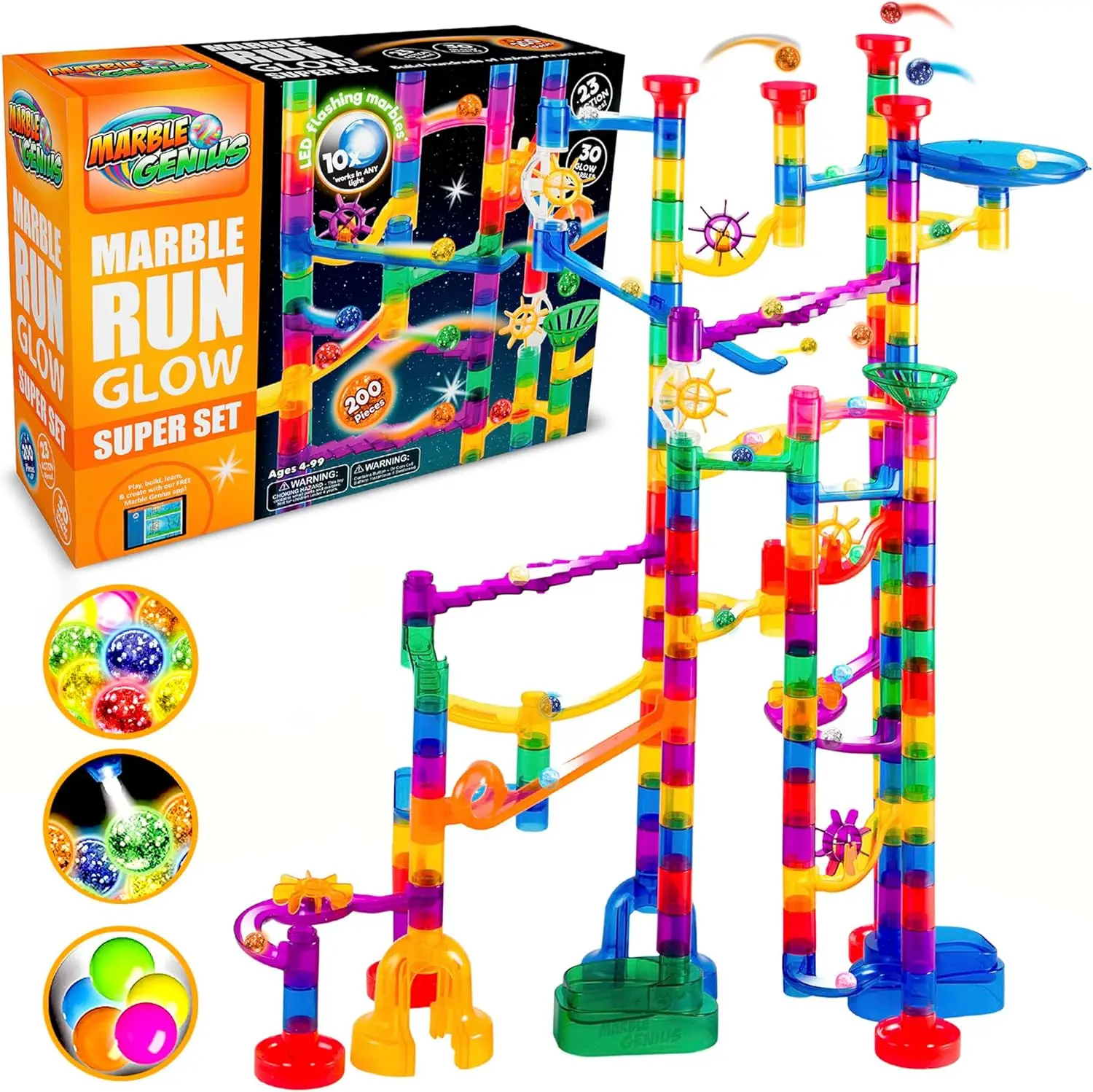 200 pcs Glow Marble Run Track Race Super Set for Kids Age 4+, Glow in The Dark, STEM Educational Building Block, Color Instructi
200 pcs Glow Marble Run Track Race Super Set for Kids Age 4+, Glow in The Dark, STEM Educational Building Block, Color Instructi