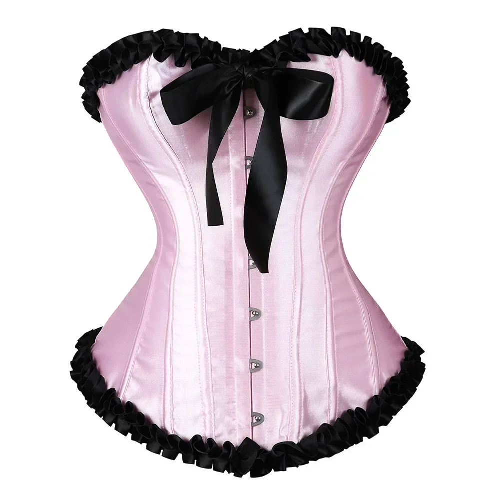Vintage Overbust Bustier Women Corset Top Gothic Lace Up Sexy Lingerie Body Shaper Pink Victorian Satin Corselet
Vintage Overbust Bustier Women Corset Top Gothic Lace Up Sexy Lingerie Body Shaper Pink Victorian Satin Corselet