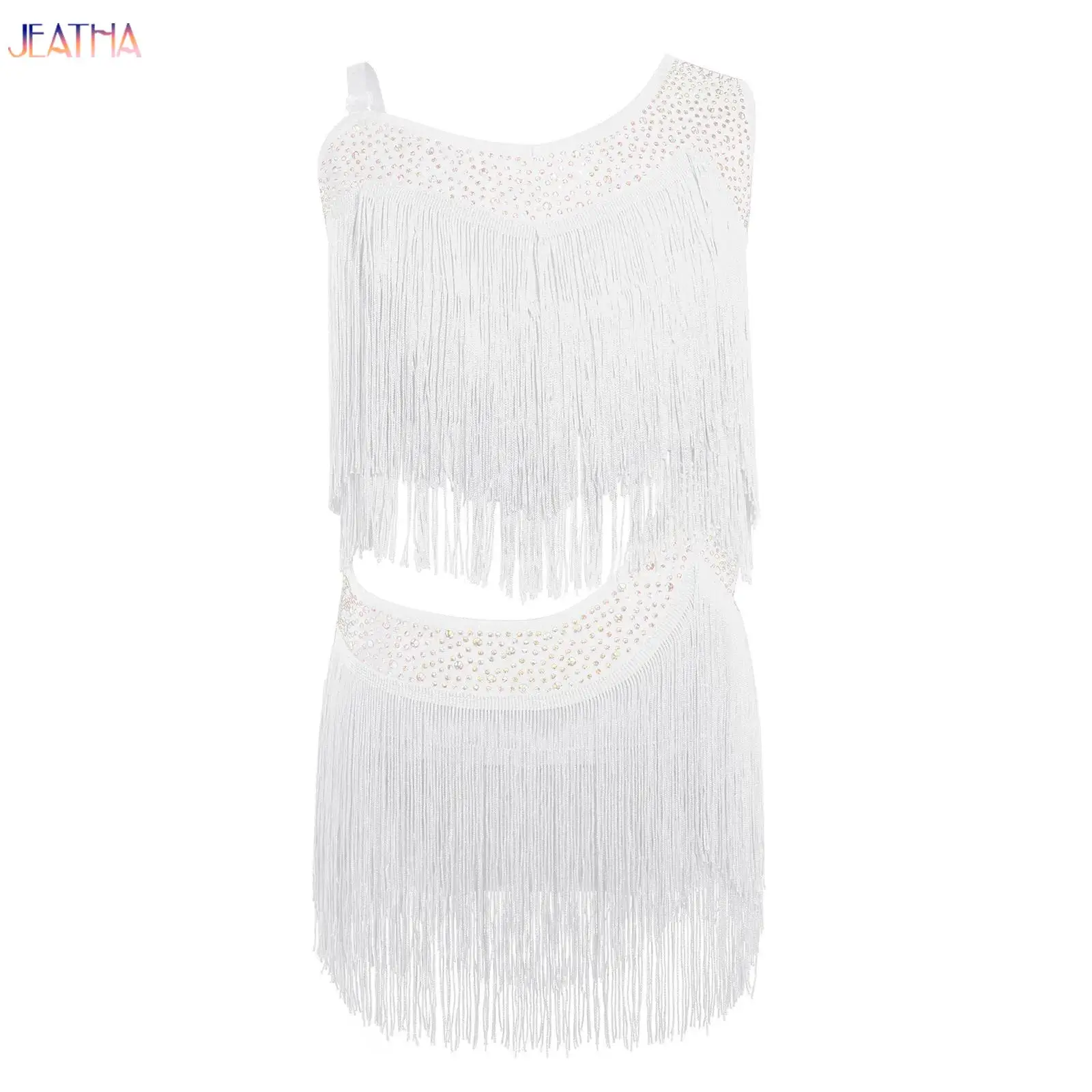 Girls Tassels Latin Dance Leotard Dress Shiny Rhinestones Cutout Fringed Bodysuit Figure Skating Jazz Dance Performance Costumes
Girls Tassels Latin Dance Leotard Dress Shiny Rhinestones Cutout Fringed Bodysuit Figure Skating Jazz Dance Performance Costumes