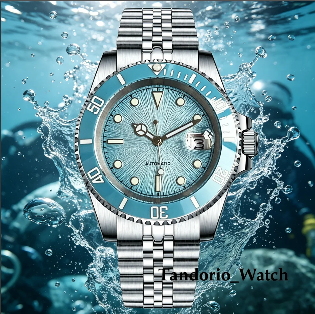 Tandorio 10ATM 40mm Men's Automatic Diver Watch For Miyota 8215 Asia 2824 Sapphire Glass Ice blue Stainless Steel Jubilee Watch
Tandorio 10ATM 40mm Men's Automatic Diver Watch For Miyota 8215 Asia 2824 Sapphire Glass Ice blue Stainless Steel Jubilee Watch