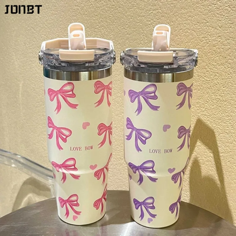 30oz Cute Bow Thermos Bottle With Lid And Straw Stainless Steel Insulated Tumbler Hot Coffee Cup Portable Handle Car Thermal Mug
30oz Cute Bow Thermos Bottle With Lid And Straw Stainless Steel Insulated Tumbler Hot Coffee Cup Portable Handle Car Thermal Mug