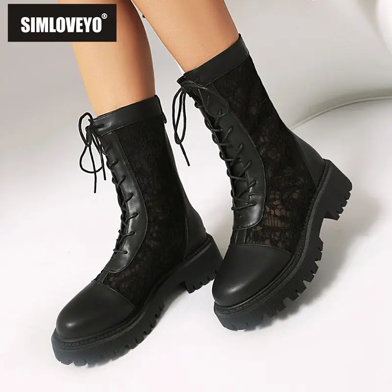 SIMLOVEYO Design Female Summer Boots Round Toe Thick Heel 4.5cm Platform 2.5cm Zipper Lace Up Breathable Mesh Big Size 43 44 45
SIMLOVEYO Design Female Summer Boots Round Toe Thick Heel 4.5cm Platform 2.5cm Zipper Lace Up Breathable Mesh Big Size 43 44 45