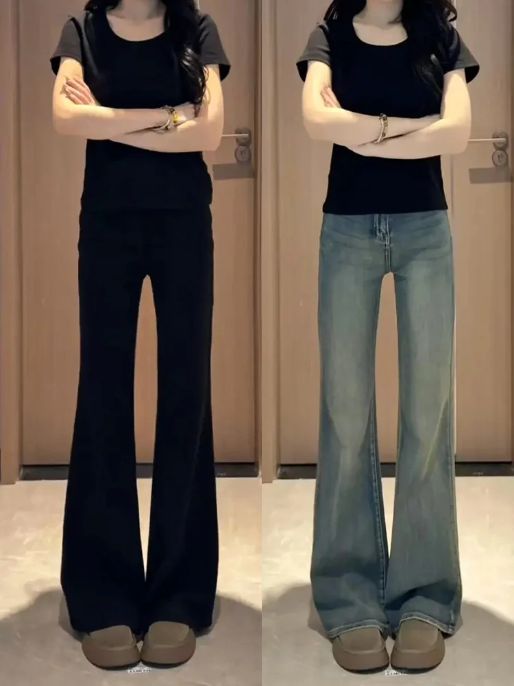 Женские джинсы с высокой талией, расклешенные, на флисовой подкладке, утепленные, эластичные, черные, из денима, осенние, прямые, с широкими штанинами
Женские джинсы с высокой талией, расклешенные, на флисовой подкладке, утепленные, эластичные, черные, из денима, осенние, прямые, с широкими штанинами