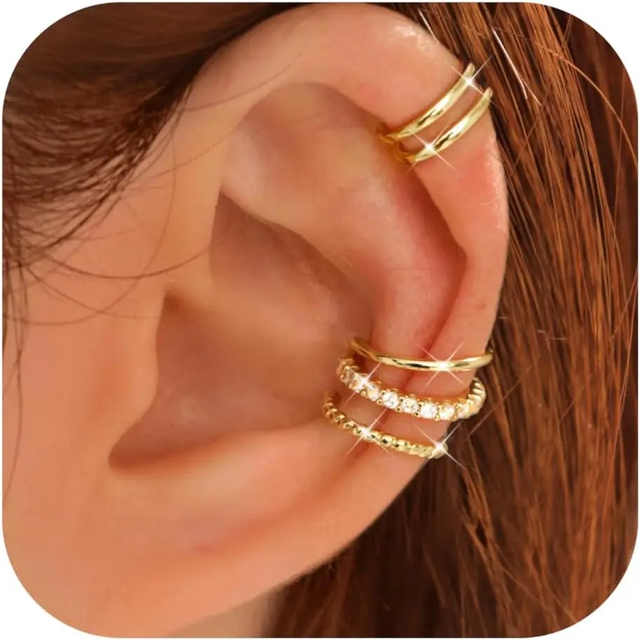 4 Pairs Ear Cuffs Non Piercing - 14K Gold Plated Ear Cuff Earrings for Women Ear Cuff for Non Pierced
4 Pairs Ear Cuffs Non Piercing - 14K Gold Plated Ear Cuff Earrings for Women Ear Cuff for Non Pierced
