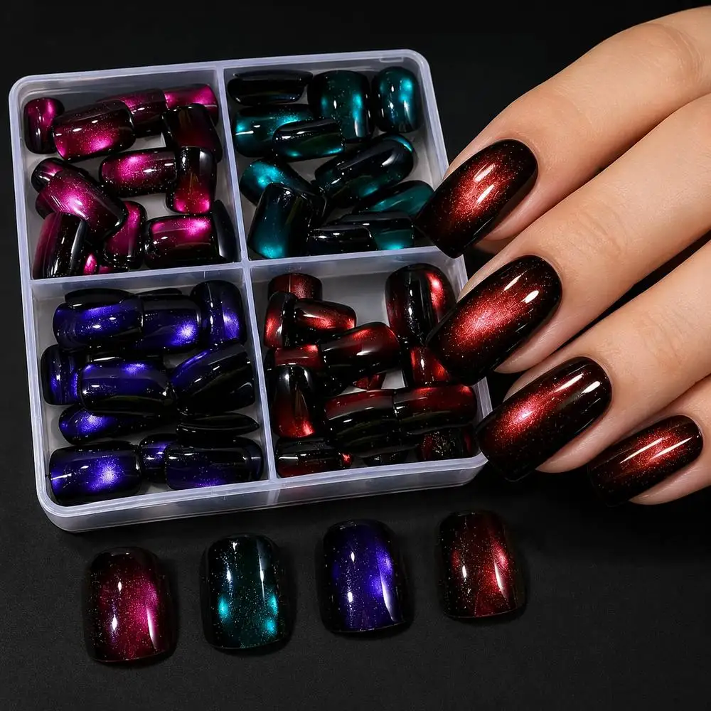 96Pcs Sparkling Effect Glitter Cat Eye Press On Nail Assorted Hues Glossy Coat Cat Eye Fake Nail Luxury Chic Cat Eye False Nail
96Pcs Sparkling Effect Glitter Cat Eye Press On Nail Assorted Hues Glossy Coat Cat Eye Fake Nail Luxury Chic Cat Eye False Nail