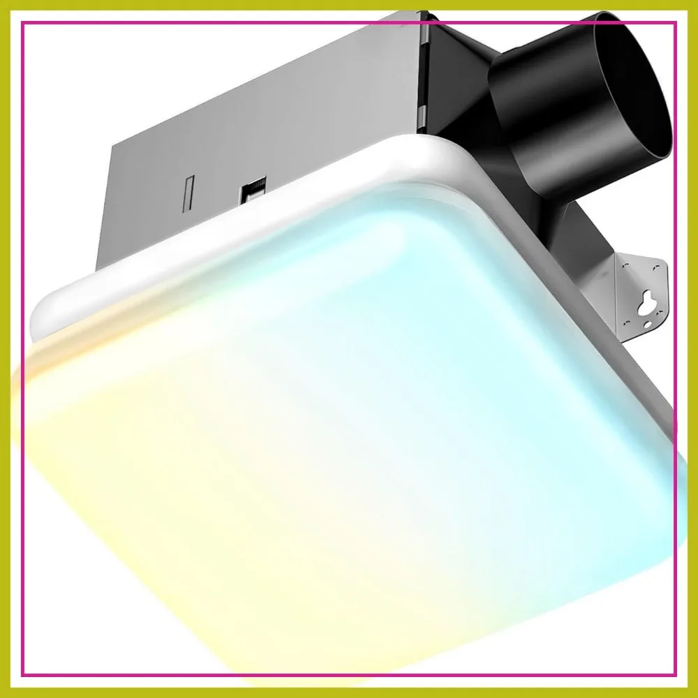 Bathroom Exhaust Fan with Light, 50 CFM, 1.0 Sone Quiet, 1000Lm LED, 5 Color Selectable & Nightlight, 16W Combo
Bathroom Exhaust Fan with Light, 50 CFM, 1.0 Sone Quiet, 1000Lm LED, 5 Color Selectable & Nightlight, 16W Combo