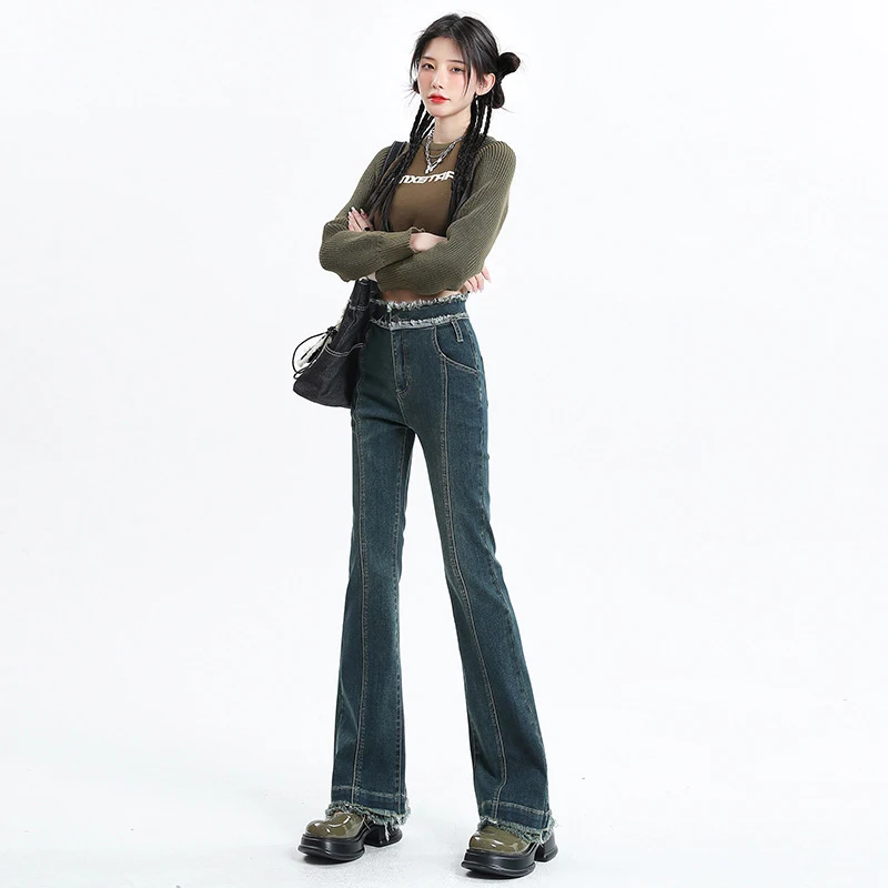 Jeans Women High-waisted Thin Velvet Double-layer Waistband Flared Flared Trousers Female Fall Winter New Fashion Vintage Denims
Jeans Women High-waisted Thin Velvet Double-layer Waistband Flared Flared Trousers Female Fall Winter New Fashion Vintage Denims