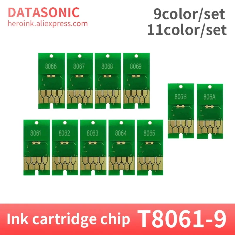 9/11 color New T8061-T8069 Ink Cartridge Chip For Epson SureColor P6080 P7080 P8080 P9080 Printer Compatible 9Colors/Set 700ML
9/11 color New T8061-T8069 Ink Cartridge Chip For Epson SureColor P6080 P7080 P8080 P9080 Printer Compatible 9Colors/Set 700ML