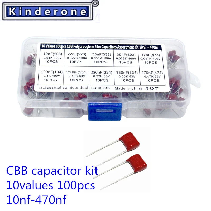 100pcs CBB film capacitor set 10nF-470nF103/104/154/224/33410values Electronic Components capacitor Assorted Kit DIY
100pcs CBB film capacitor set 10nF-470nF103/104/154/224/33410values Electronic Components capacitor Assorted Kit DIY