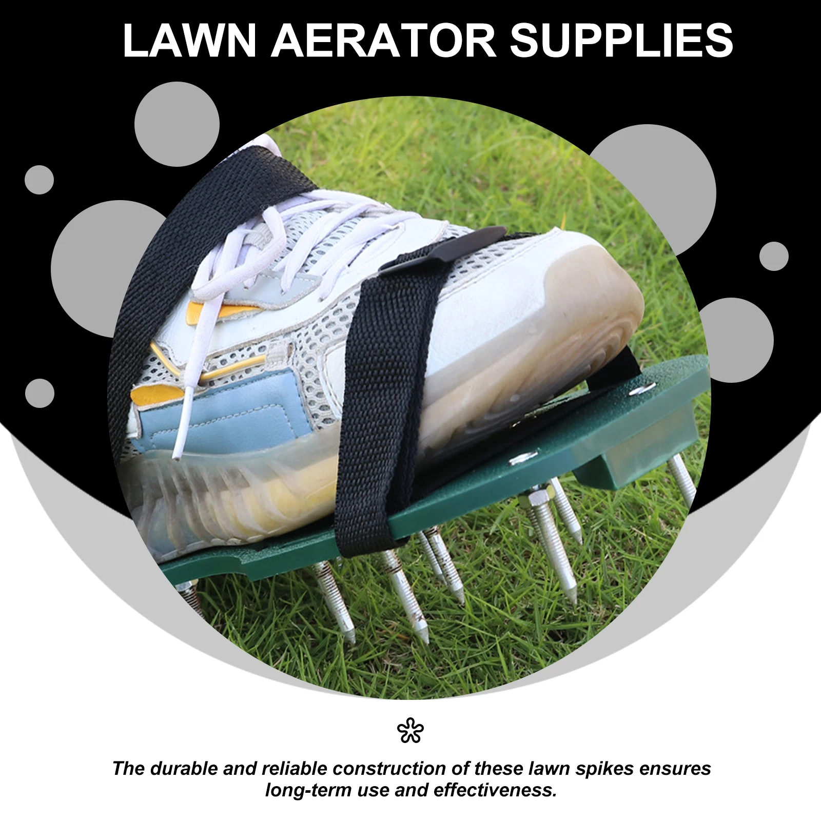1 set Lawn Spikes Shoes Straps Adjustable Patio Aerating S als Durable Metal Garden Lawn Aerator Spikes Supplies 58MM 
1 set Lawn Spikes Shoes Straps Adjustable Patio Aerating S als Durable Metal Garden Lawn Aerator Spikes Supplies 58MM
