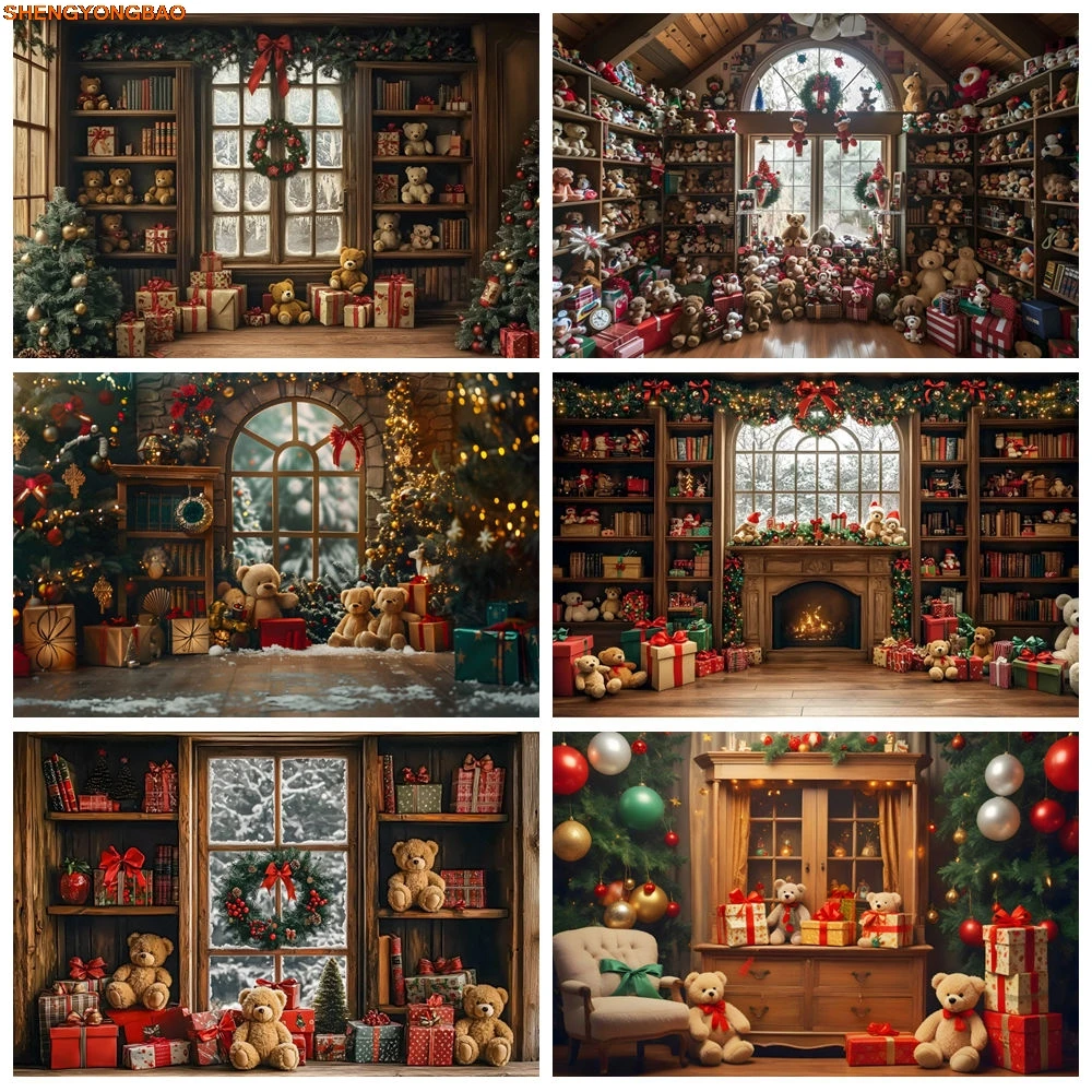 Christmas Toy Bear Gift Room Photography Backdrops Fireplace Christmas Tree Bell Wreath Wooden Bookshelf Background Photo Studio
Christmas Toy Bear Gift Room Photography Backdrops Fireplace Christmas Tree Bell Wreath Wooden Bookshelf Background Photo Studio