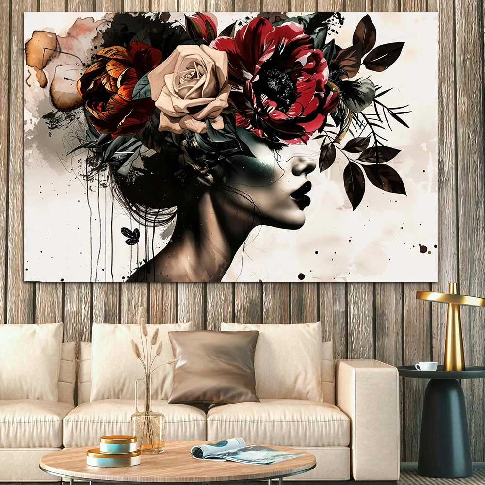 Floral Head Lady Painting Modern Abstract Wall Art Poster Botanical Woman Portrait Picture Living Room Home Decor Canvas Print
Floral Head Lady Painting Modern Abstract Wall Art Poster Botanical Woman Portrait Picture Living Room Home Decor Canvas Print