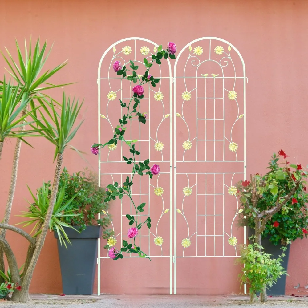 2 Pack Metal Garden Trellis 71" x 19.7" Rustproof Trellis for Climbing Plants Outdoor Flower Support Cream White
2 Pack Metal Garden Trellis 71" x 19.7" Rustproof Trellis for Climbing Plants Outdoor Flower Support Cream White