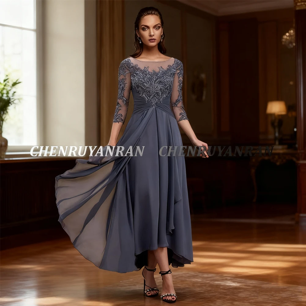 Chiffon Mother of the Bride Dress 2025 Lace Applique A-Line Wedding Guest Gowns Tea-Length Elegant Dress Women For Wedding Party
Chiffon Mother of the Bride Dress 2025 Lace Applique A-Line Wedding Guest Gowns Tea-Length Elegant Dress Women For Wedding Party