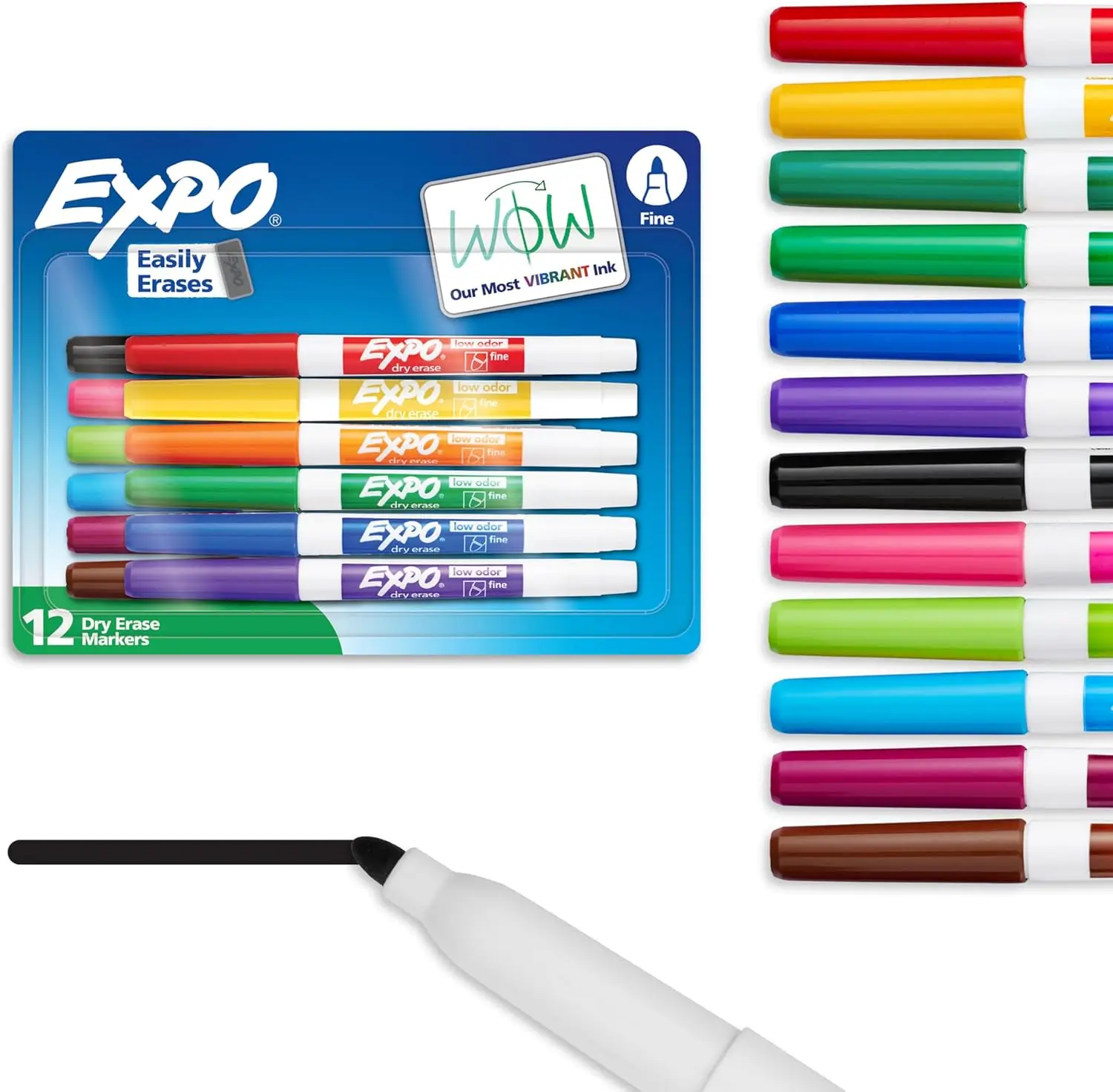 Vibrant Dry Erase Markers, Fine Tip, Assorted Colors, 12 Pack for Classroom & Office
Vibrant Dry Erase Markers, Fine Tip, Assorted Colors, 12 Pack for Classroom & Office