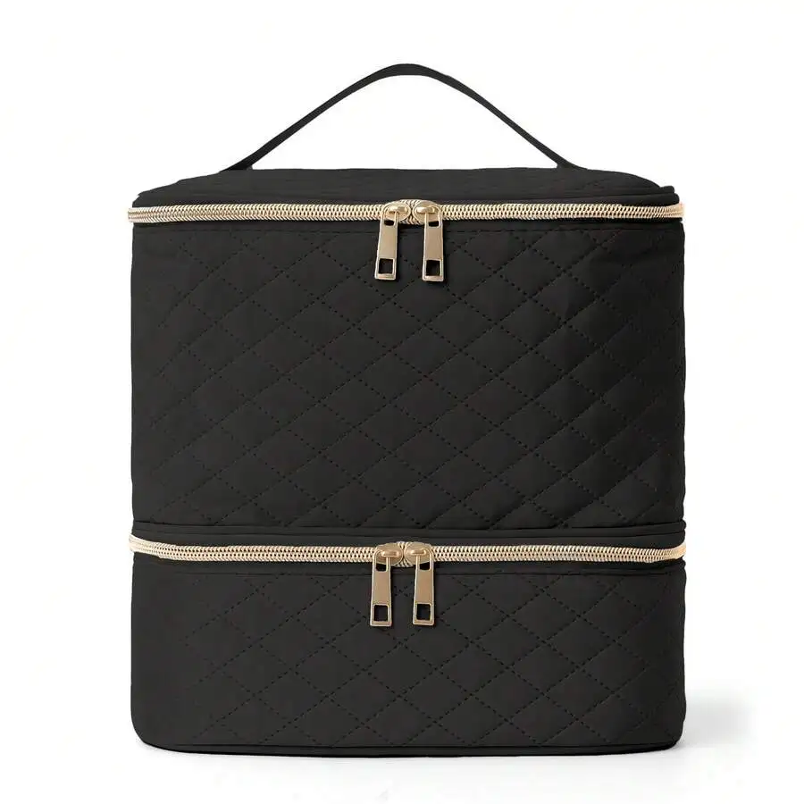 Double Layer Quilted Makeup Organizer Bag With Zipper Compartment For Nail Polish Cosmetics Travel
Double Layer Quilted Makeup Organizer Bag With Zipper Compartment For Nail Polish Cosmetics Travel