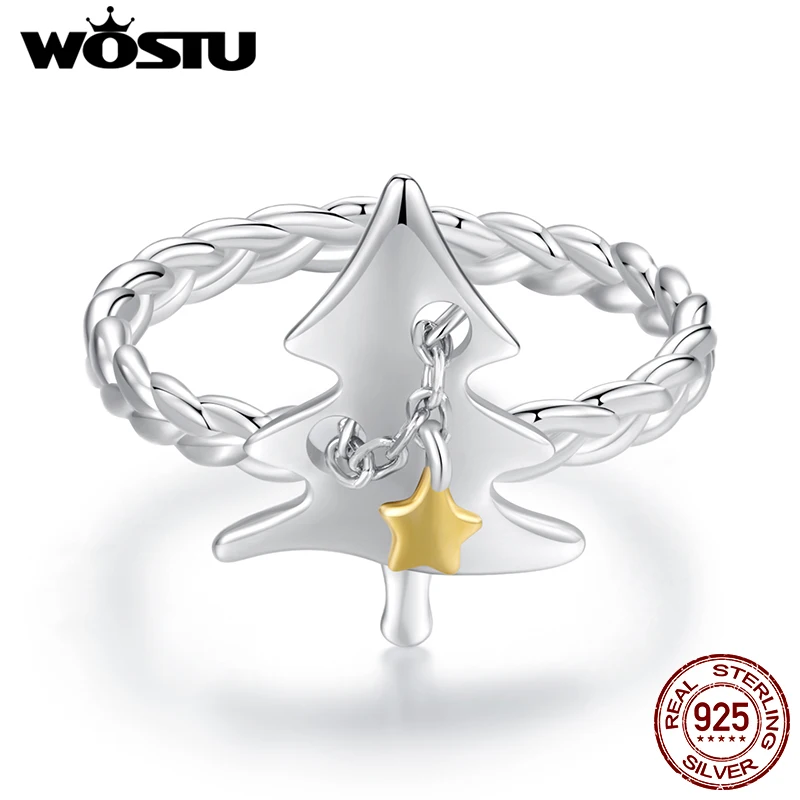 WOSTU 925 Sterling Silver Yellow Gold Plated Tow Tone Christmas Tree Ring For Women Special Adjustable Rings Xmas Jewelry Gift
WOSTU 925 Sterling Silver Yellow Gold Plated Tow Tone Christmas Tree Ring For Women Special Adjustable Rings Xmas Jewelry Gift 