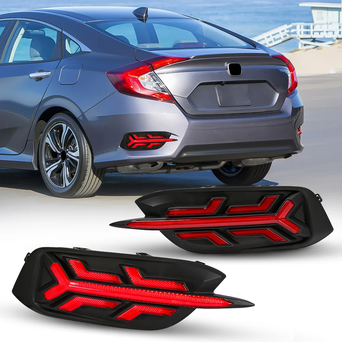 Для Honda Civic 2016 2017 2018 2019 2020 светодиодный отражатель заднего бампера, стоп-сигнал, динамический указатель поворота, автомобильные аксессуары 12 В
Для Honda Civic 2016 2017 2018 2019 2020 светодиодный отражатель заднего бампера, стоп-сигнал, динамический указатель поворота, автомобильные аксессуары 12 В