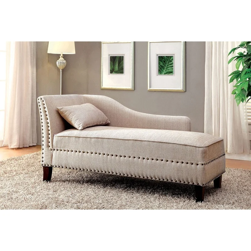 Beige Linen-Style Chaise Bench Pillow with Nailhead Trim for Living Room
Beige Linen-Style Chaise Bench Pillow with Nailhead Trim for Living Room