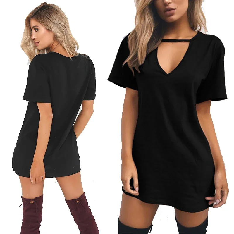 Sexy Dresses for Women Summer T Shirt Dress Choker Deep V-Neck T-Shirt Dress Casual Short Sleeve Dress Ladies Clothing Top
Sexy Dresses for Women Summer T Shirt Dress Choker Deep V-Neck T-Shirt Dress Casual Short Sleeve Dress Ladies Clothing Top