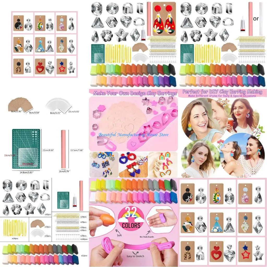 E56A Clay Cutters 14 Shapes Cutters 360 Pcs Earring Cutters with Colored Clay Bag
E56A Clay Cutters 14 Shapes Cutters 360 Pcs Earring Cutters with Colored Clay Bag